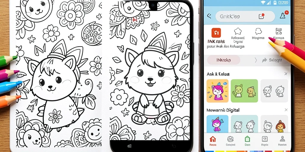 Antarmuka aplikasi INK789 dengan berbagai pilihan warna dan gambar.