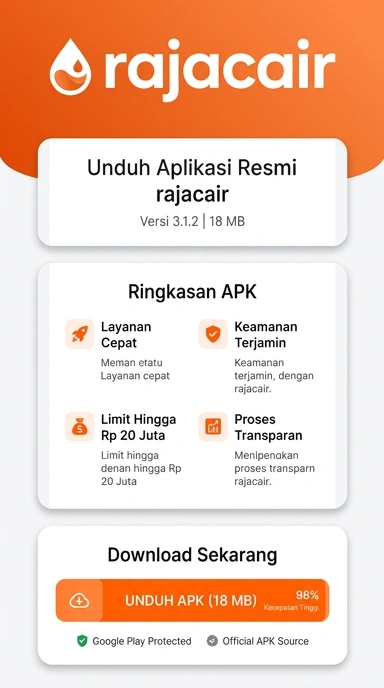 Tampilan halaman APK rajacair